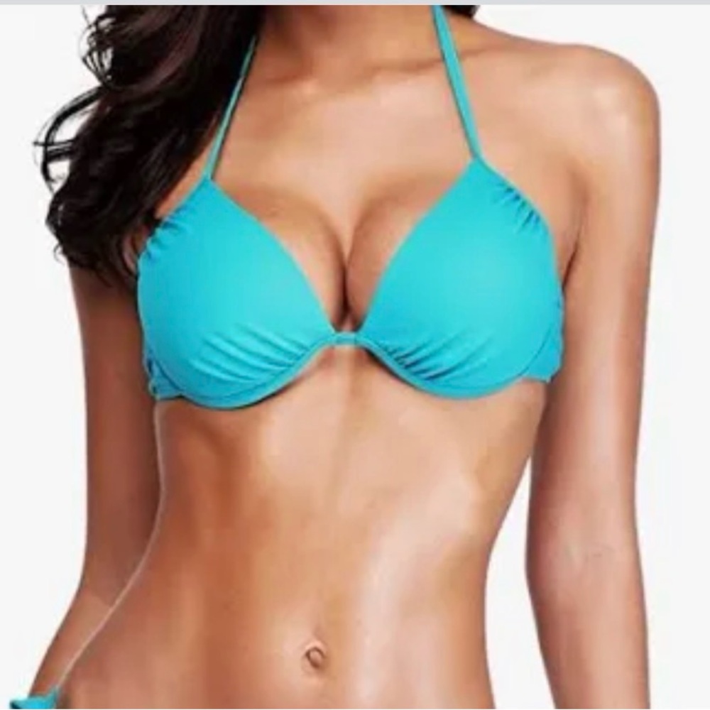 Hot Water Turquoise Halter Push-Up Bikini Top